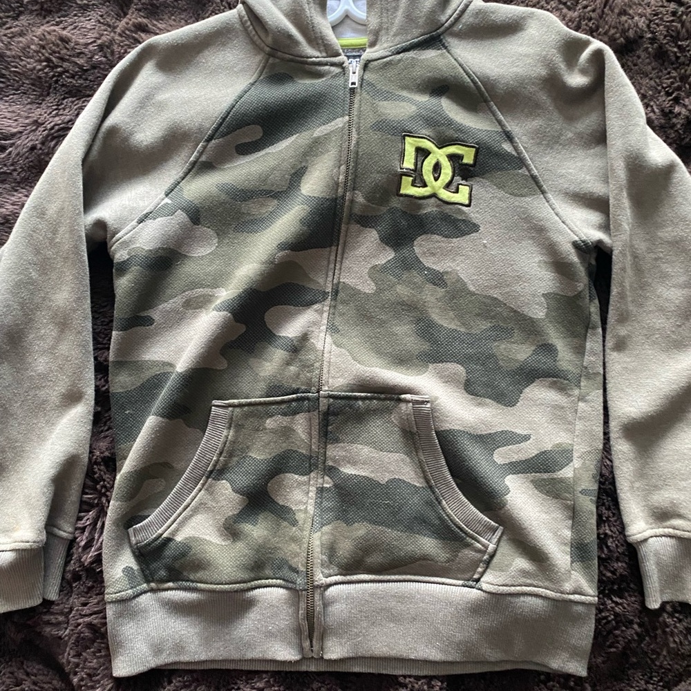 DC Kids Camouflage Hoodie - Olive and Tan